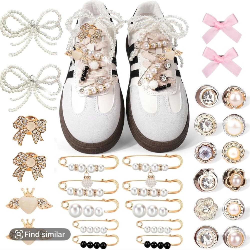 Women’s Pearl and Bow Shoe Accessories Set 30 pcs